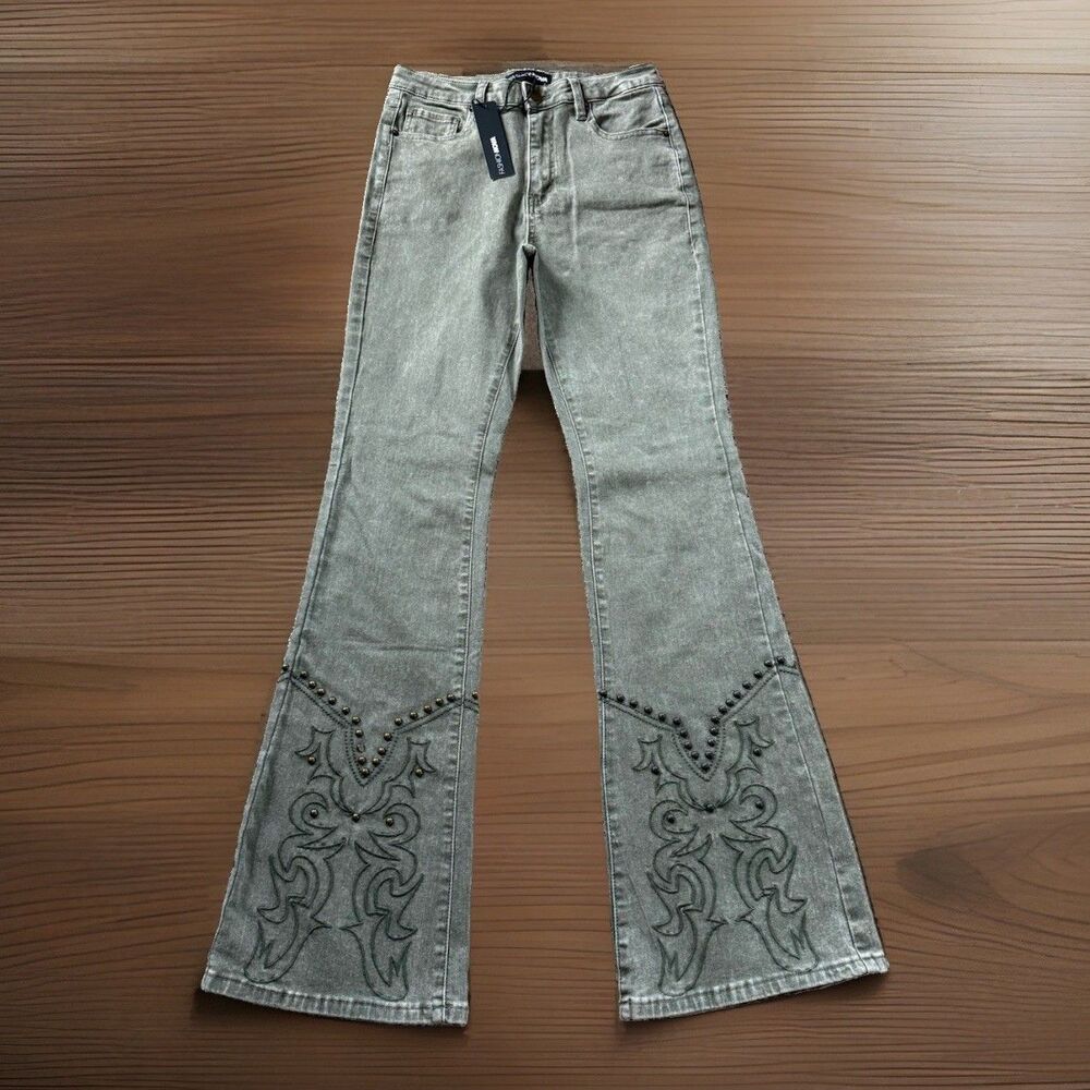 Western Flare Boho Free Hippie Lainey Langley People Style Jeans Embroider 27/33